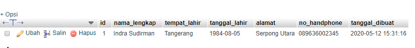 Data in Table